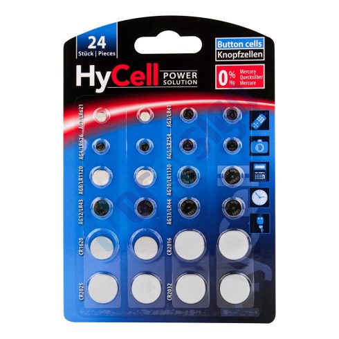 Hycell 1,5V alkáli gombelem 24db/csomag