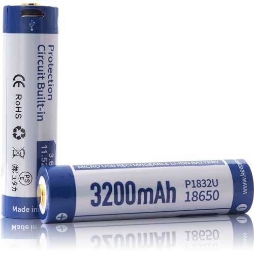 KeepPower 18650 3,7V 3200mAh védett Li-ion akkumulátor USB
